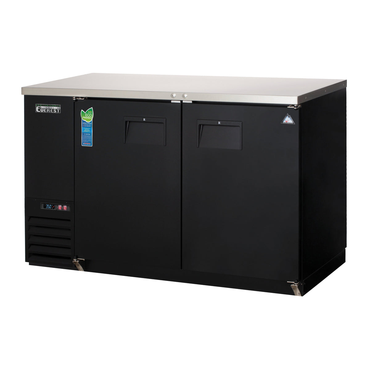 Everest EBB59-24 57" Two Section Back Bar Cooler with Solid Door, 17.0 cu. ft.