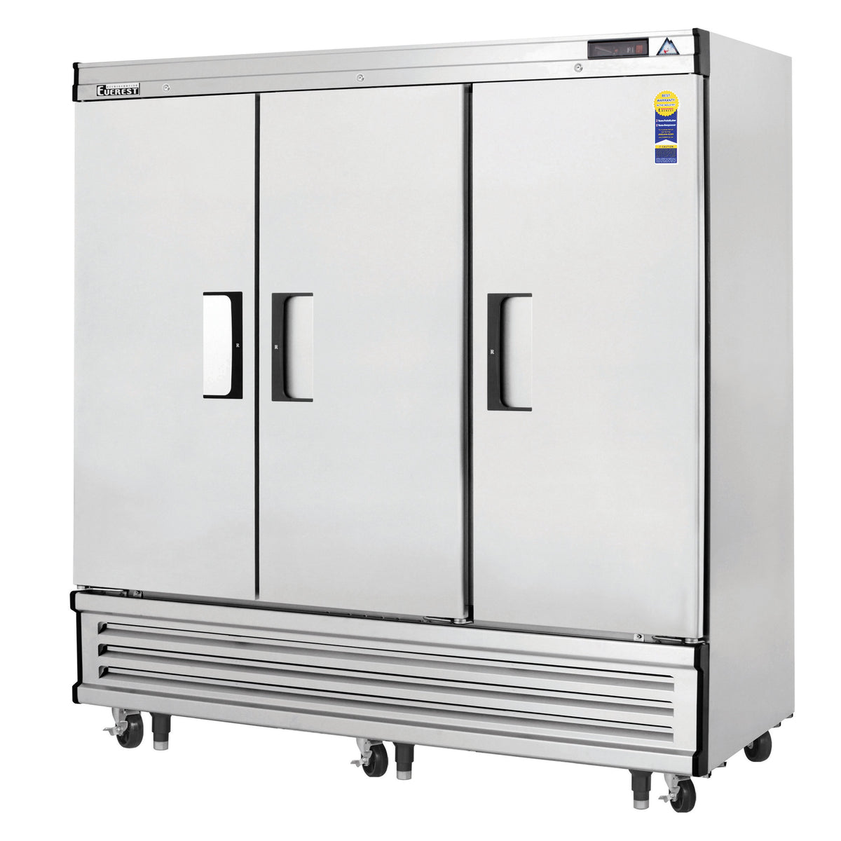 Everest Refrigeration EBF3 74.75" 3-Solid Door Reach-In Freezer, Bottom Mounted, 71 cu. ft., Stainless Steel Front