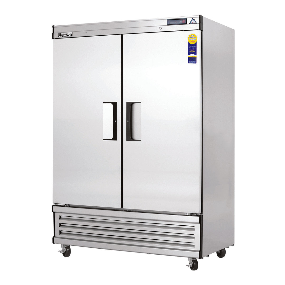 Everest Refrigeration EBSF2 49-5/8" 2-Solid Door Reach-In Freezer, Bottom Mounted, 48 cu. ft., Stainless Steel Front