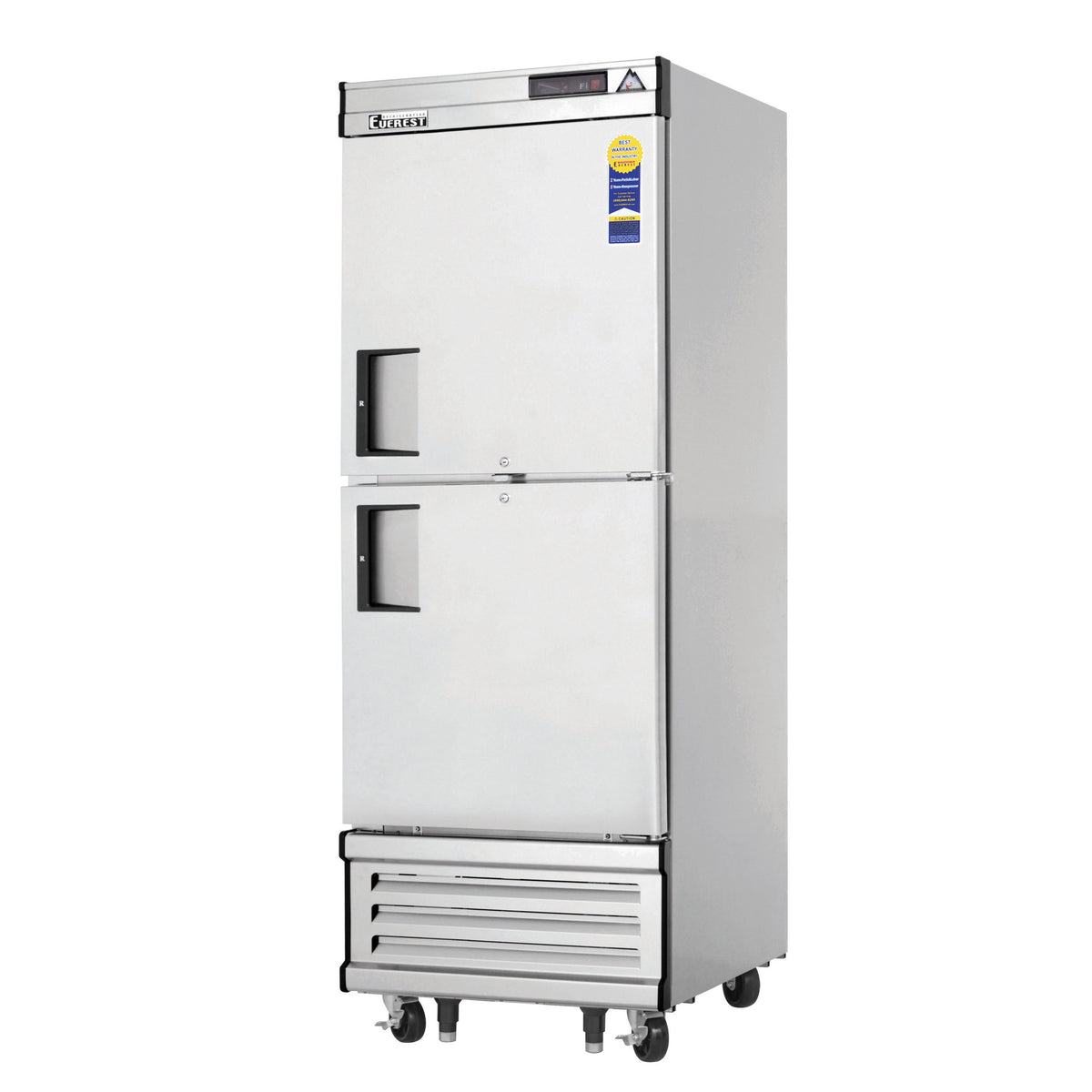 Everest Refrigeration EBWFH2 29" 2-Half Solid Door Reach-In Freezer, Bottom Mount, 23 cu. ft., Stainless Steel