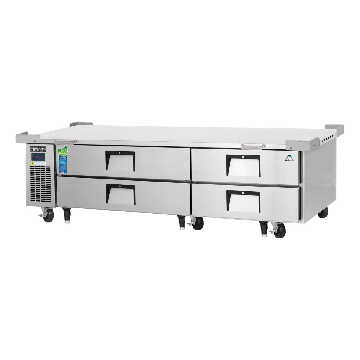 Everest ECB82-86D4 86" 2- Section Refrigerated Chef Base w/ Heavy Duty 4 Drawers