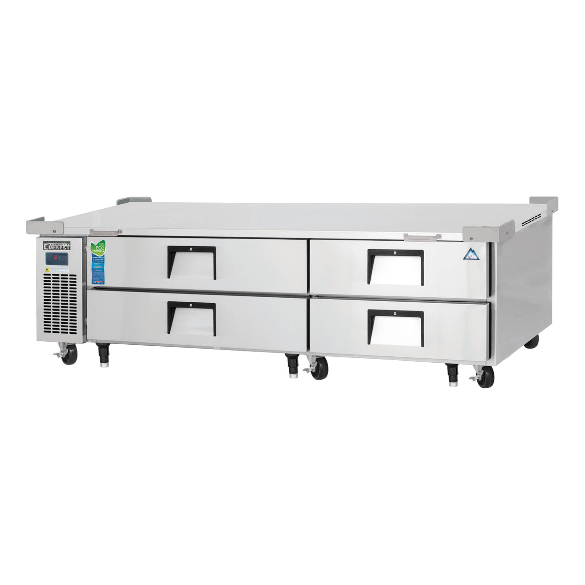 Everest ECB82D4 82" 2- Section Refrigerated Chef Base w/ Heavy Duty 4 Drawers