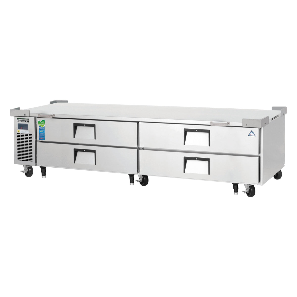Everest ECB96D4 95" 2- Section Refrigerated Chef Base w/ Heavy Duty 4 Drawers