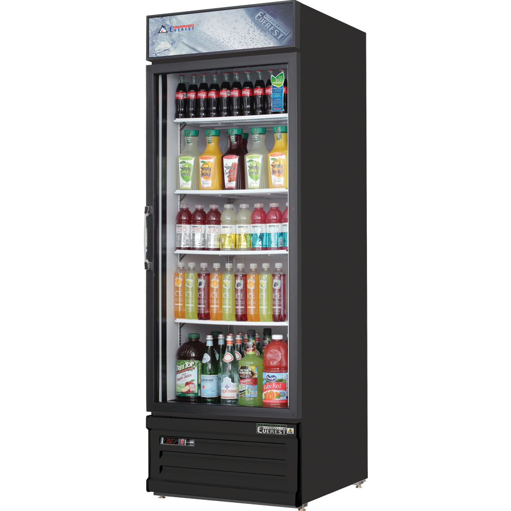 Everest EMGR20B 24" One Door Merchandiser Refrigerator, Black Exterior 20 cu. ft.