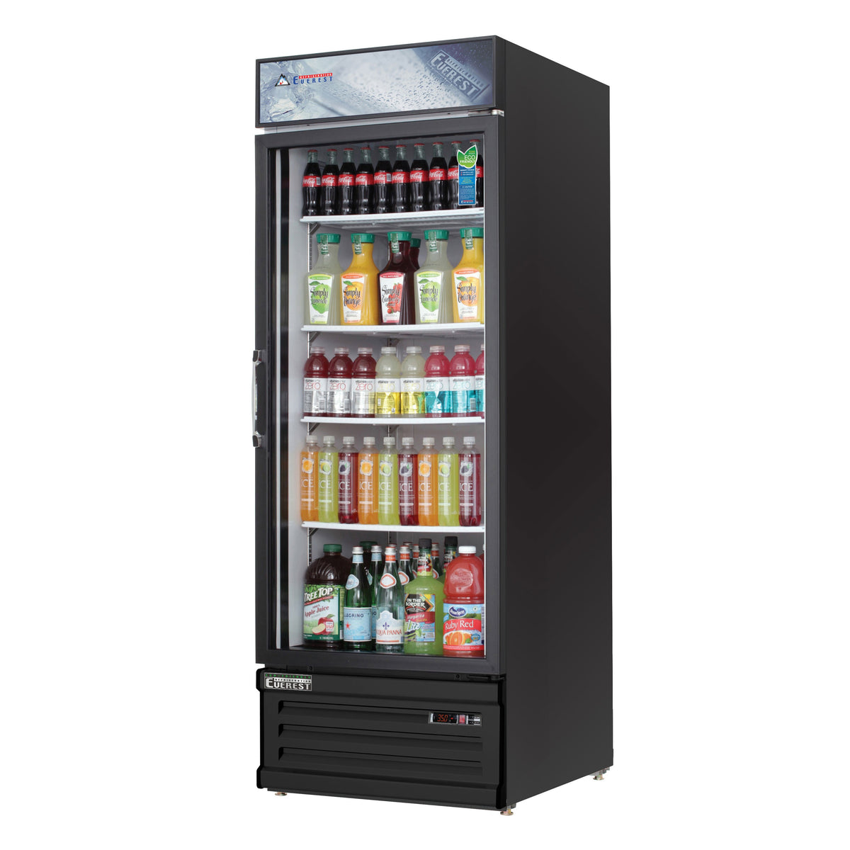 Everest EMGR24B 28" One Door Merchandiser Refrigerator, Black Exterior, 25 cu. Ft