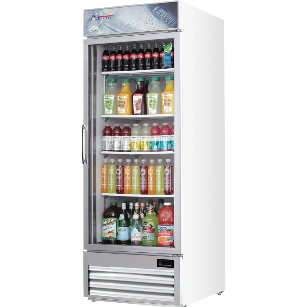 Everest Refrigeration EMGR24U 29" One Door Merchandiser Refrigerator in White, 23 cu. ft.