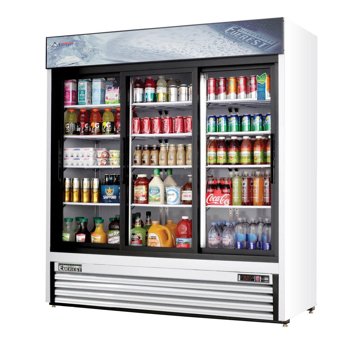 Everest EMGR69 72" Three Door Merchandiser Refrigerator, White Exterior, 69 cu. ft.
