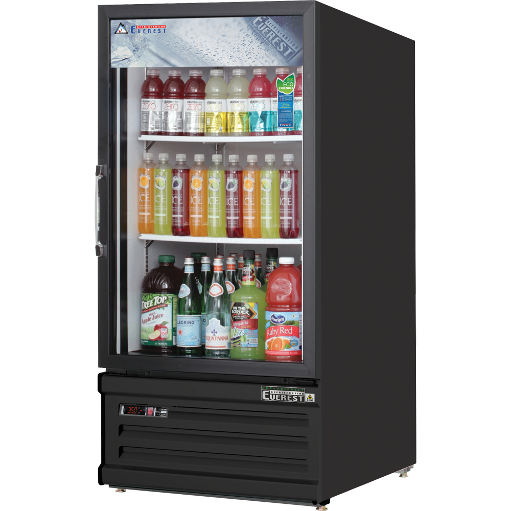Everest EMGR8B 24" One Door Merchandiser Refrigerator in Black, 8 cu. ft.