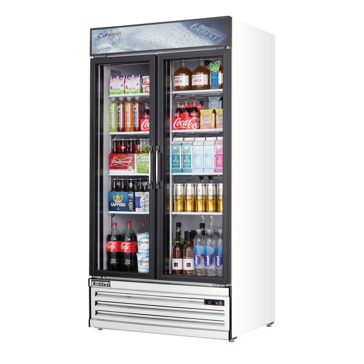 Everest EMSGR33 39" Two Doors Merchandiser Refrigerator, White Exterior, 36 cu. ft.