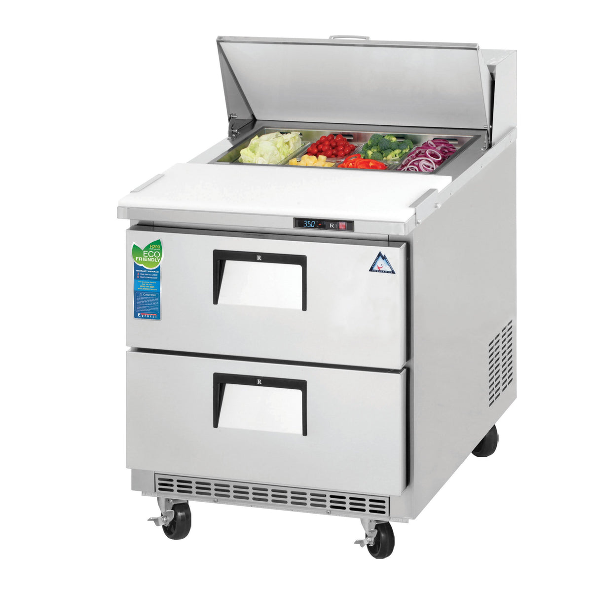 Everest EPBNR1-D2 27" One Section Refrigerated Sandwich/Salad Prep Table w/ 2 Drawers, 8 Pans
