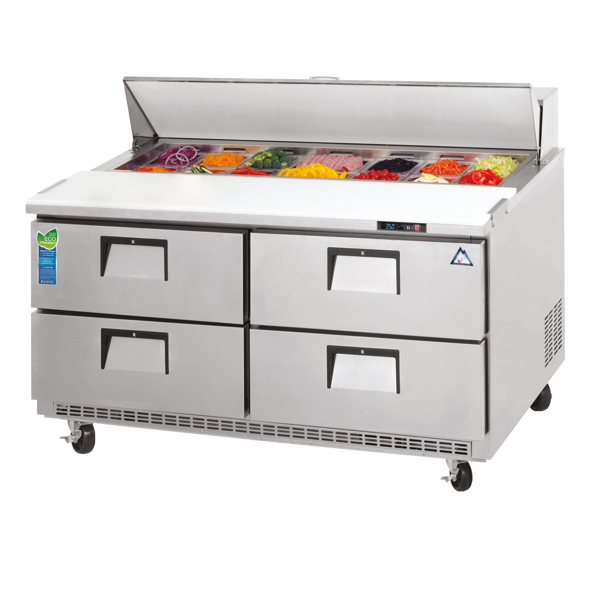 Everest EPBNR2-D4 47" Two Section Refrigerated Sandwich/Salad Prep Table w/ 4 Drawers, 12 Pans