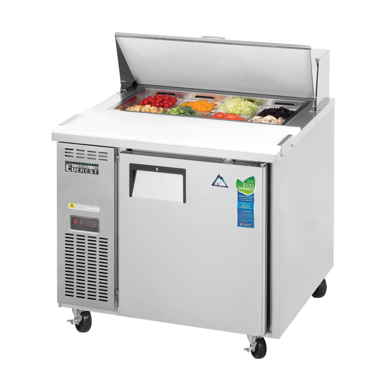 Everest EPR1 35" One Section Refrigerated Sandwich/Salad Prep Table w/ 1 Door, 8 Pans