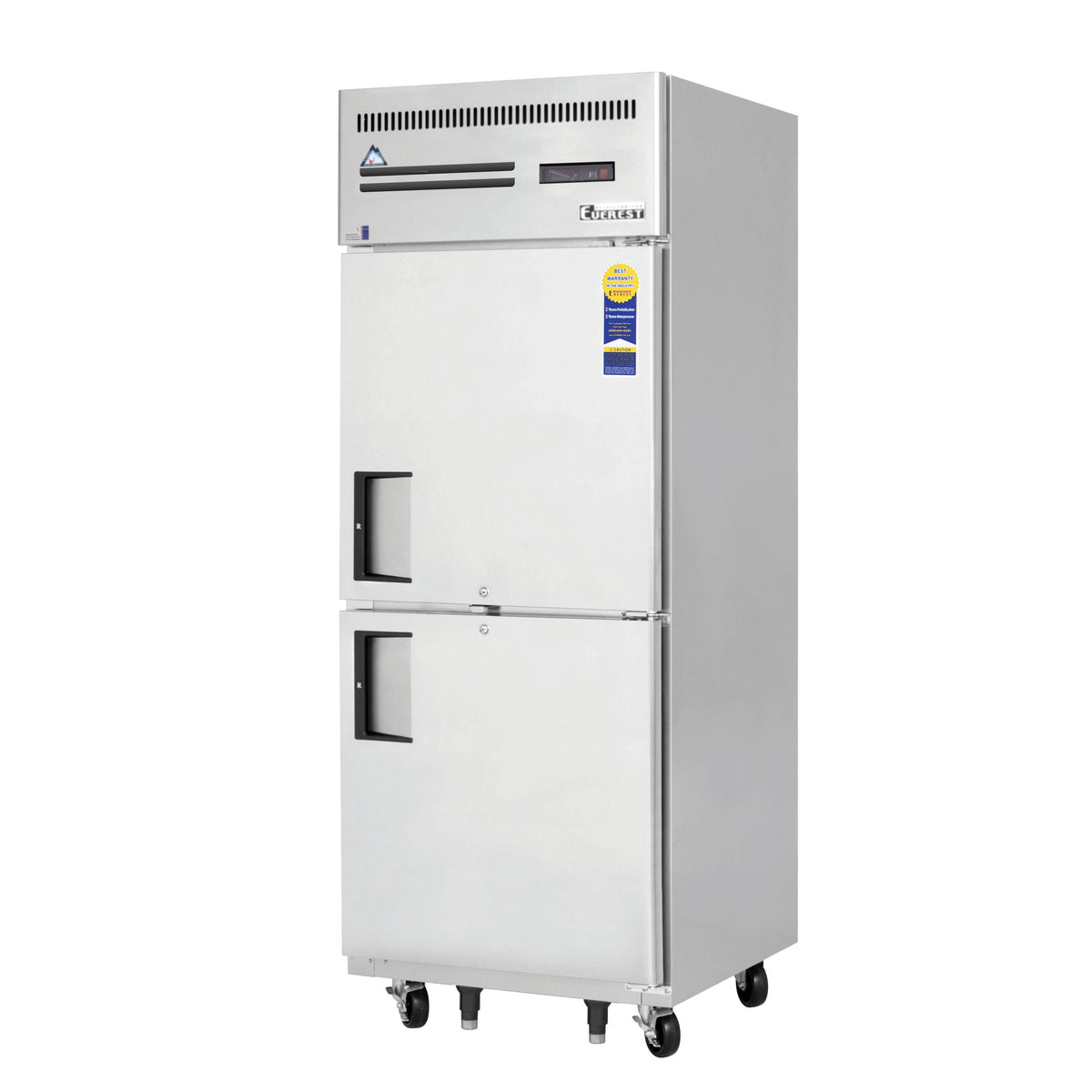 Everest Refrigeration ESFH2 29" 2-Half Solid Door Reach-In Freezer, Top Mounted, 23 cu. ft.