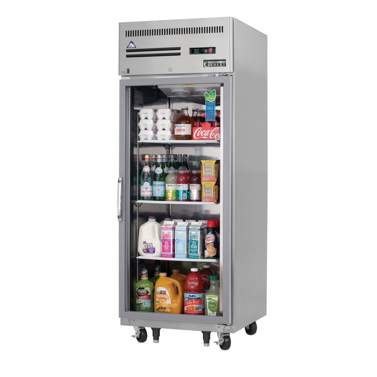 Everest ESGR1 29" 1-Section Reach-In Refrigerator w/ Glass Full Door, Top Mount, Stainless Steel, 23 cu. ft.