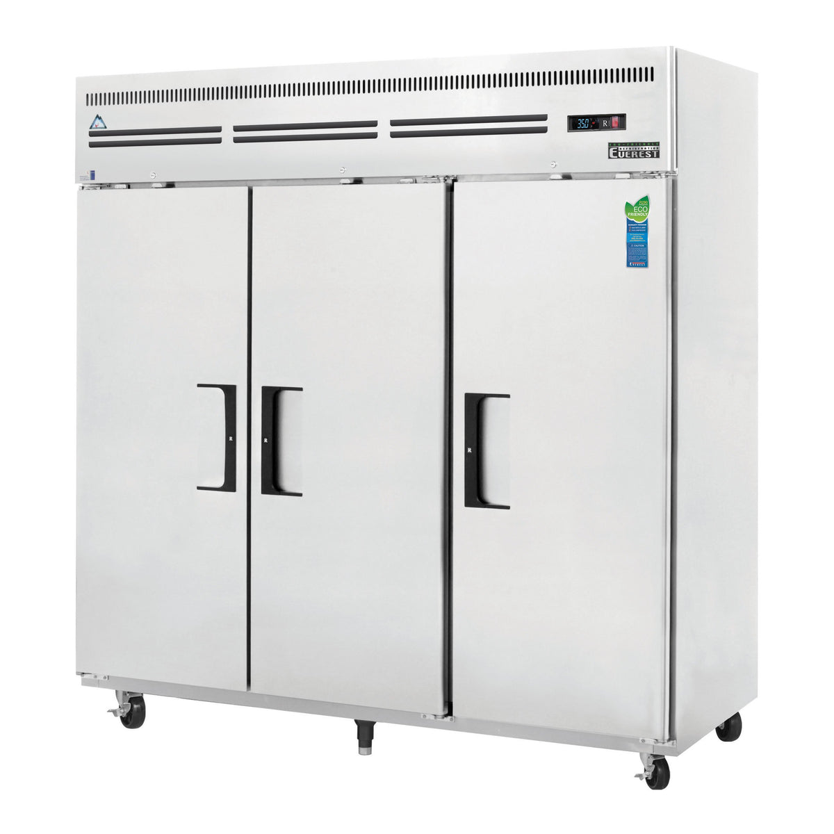 Everest ESR3 74" 3-Section Reach-In Refrigerator w/ 3 Solid Full Doors, Top Mount, Stainless Steel, 71 cu. ft.