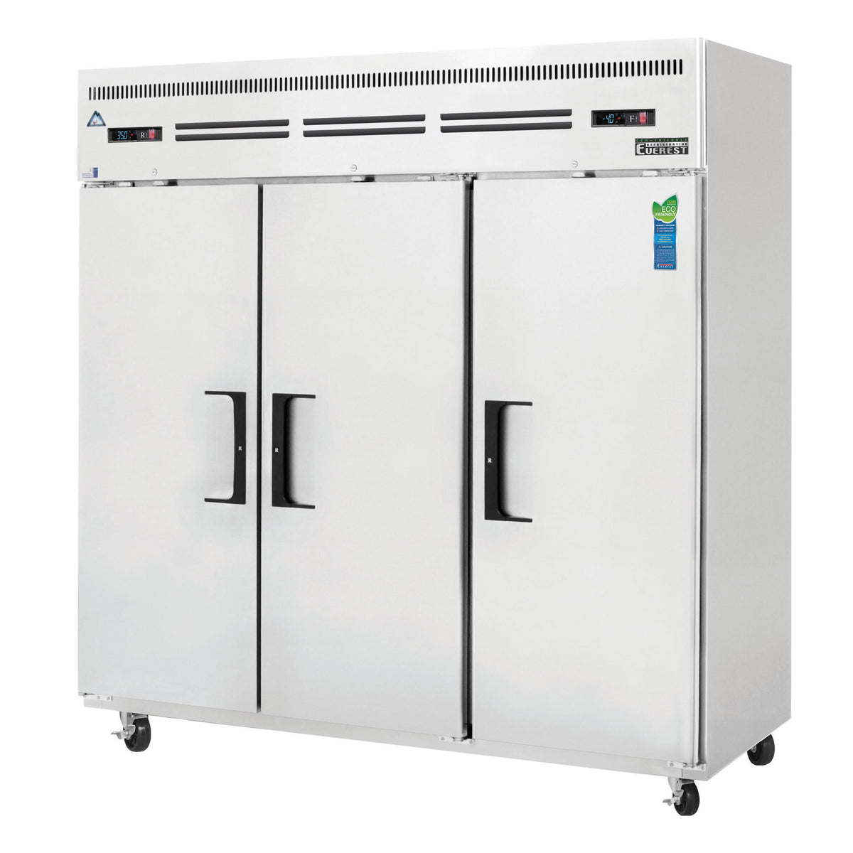 Everest ESRF3 74" 3-Section Reach-In Refrigerator Freezer Combo w/ 3 Solid Doors, Top Mount