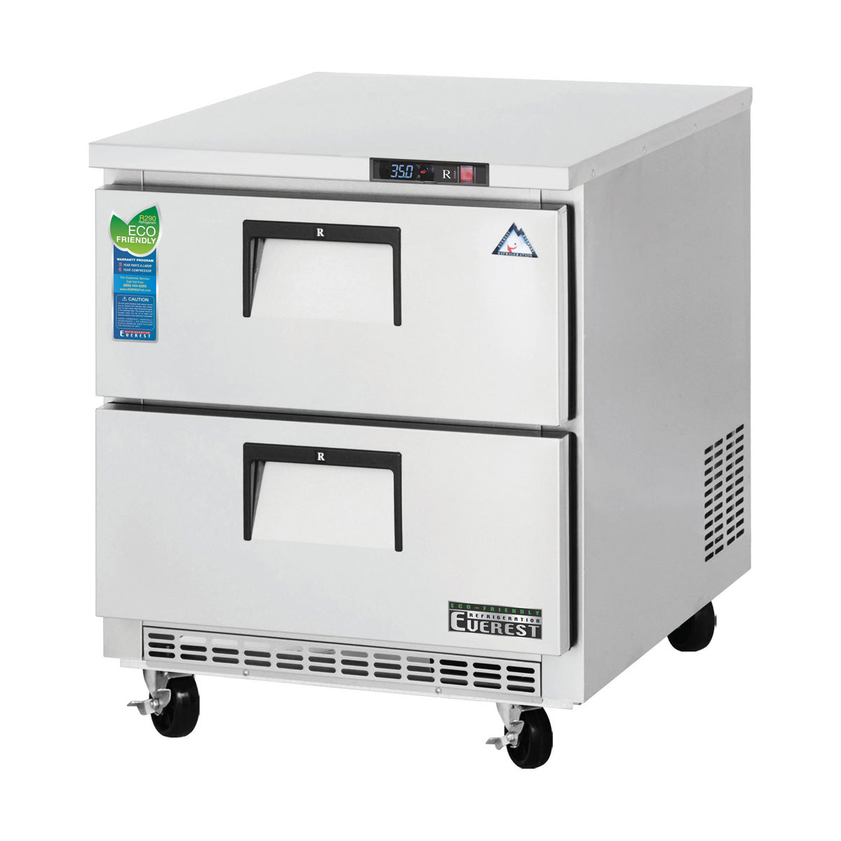 Everest ETBR1-D2 27" One Section Undercounter Refrigerator w/ 2 Drawers, 7.5 cu. ft.