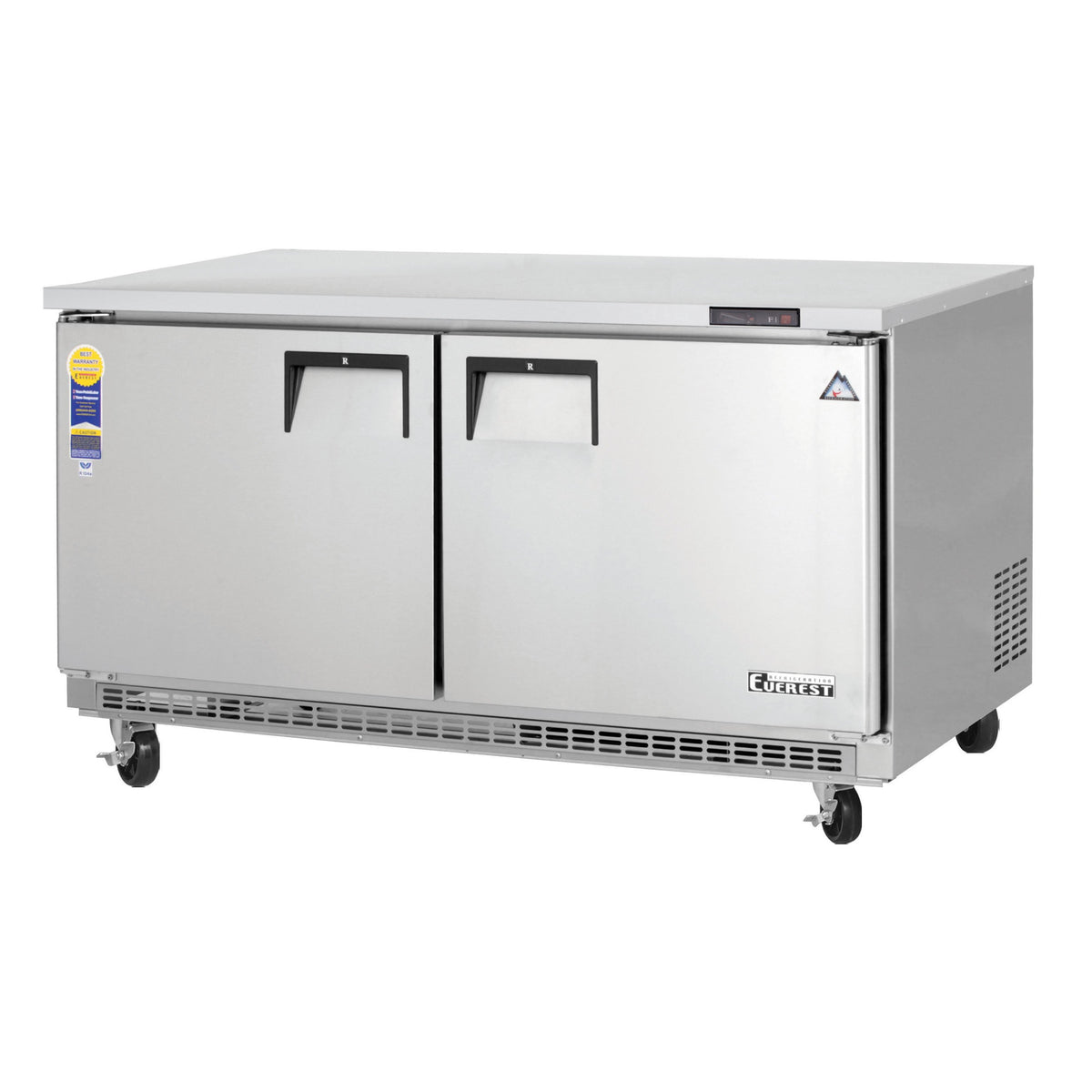 Everest Refrigeration ETBWF2 59" 2-Door Undercounter Freezer, Stainless Steel, Front Breathing, 18 cu. ft.