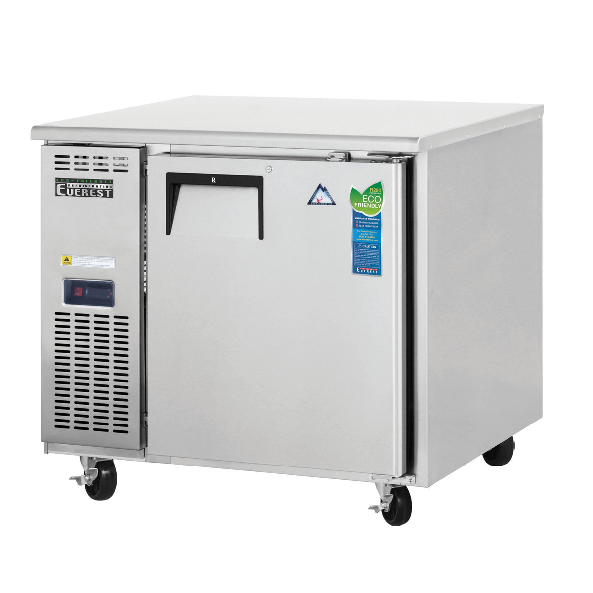 Everest Refrigeration ETR1 35" 1-Door Undercounter Refrigerator, Stainless Steel, 9 cu. ft.