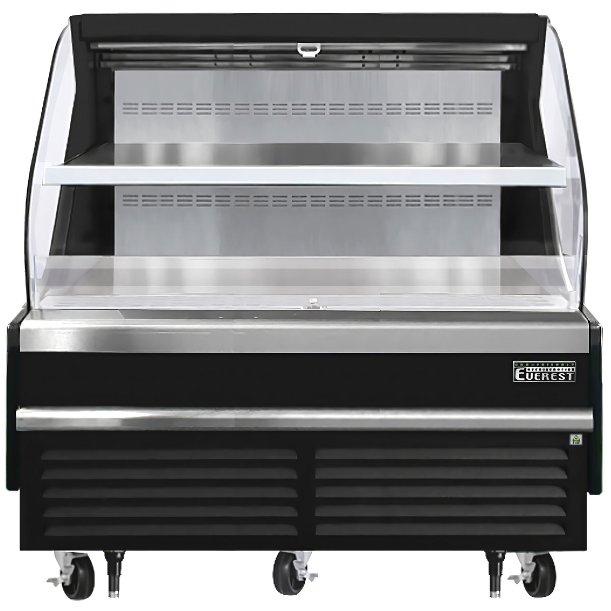 Everest EOMH-60-B-35-T 60" Horizontal Open Air Merchandiser in Black, 2 Shelves, Open Curved, 12.3 cu. ft.