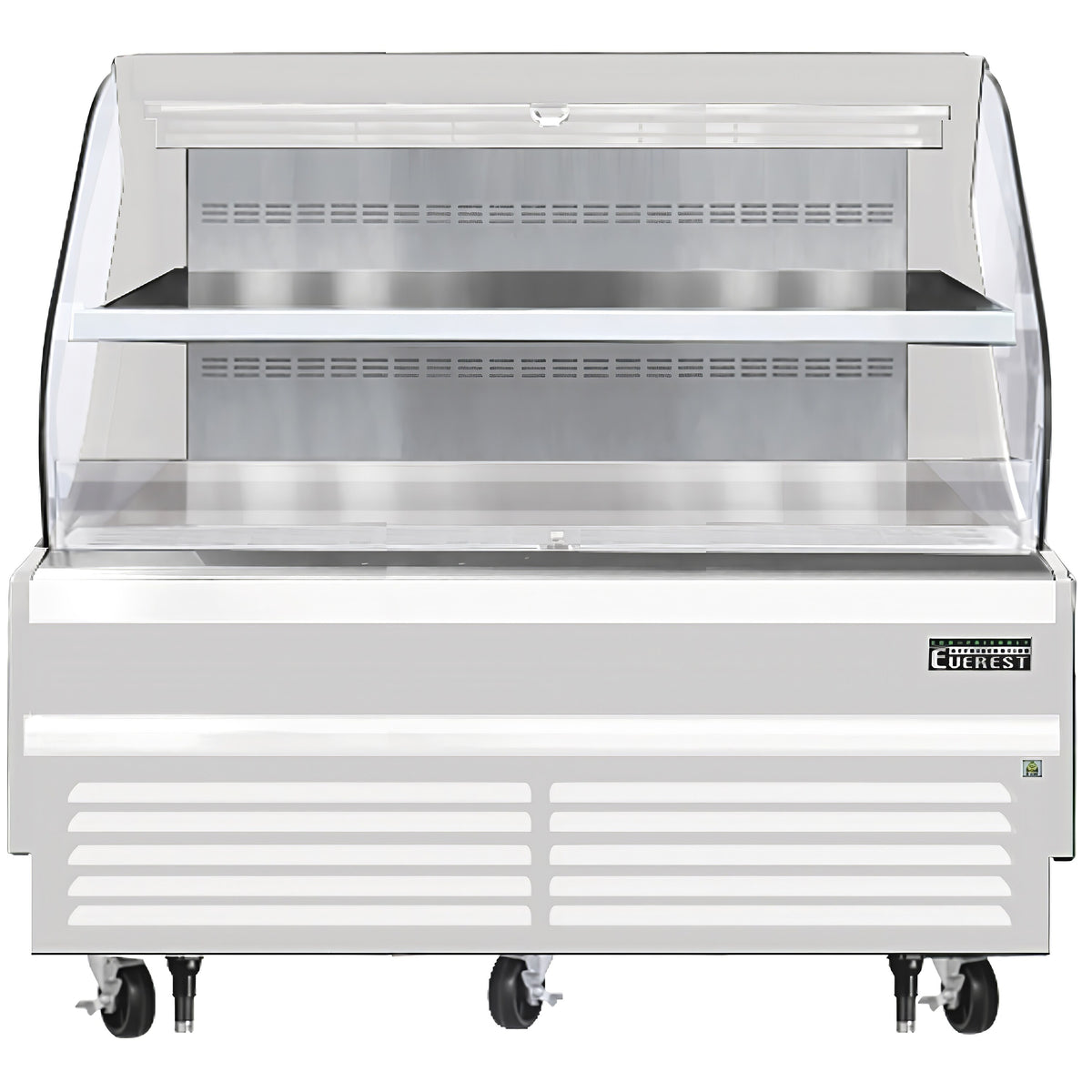 Everest EOMH-72-W-35-T 73" Horizontal Open Air Merchandiser in White, 2 Shelves, Open Curved, 15.2 cu. ft.