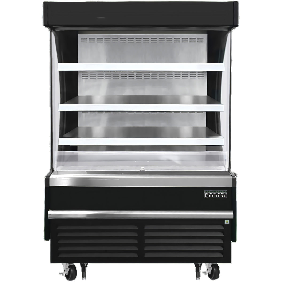 Everest EOMV-48-B-28-S 48" Vertical Open Air Merchandiser in Black, High Profile, 3 Shelves, 12.2 cu. ft.