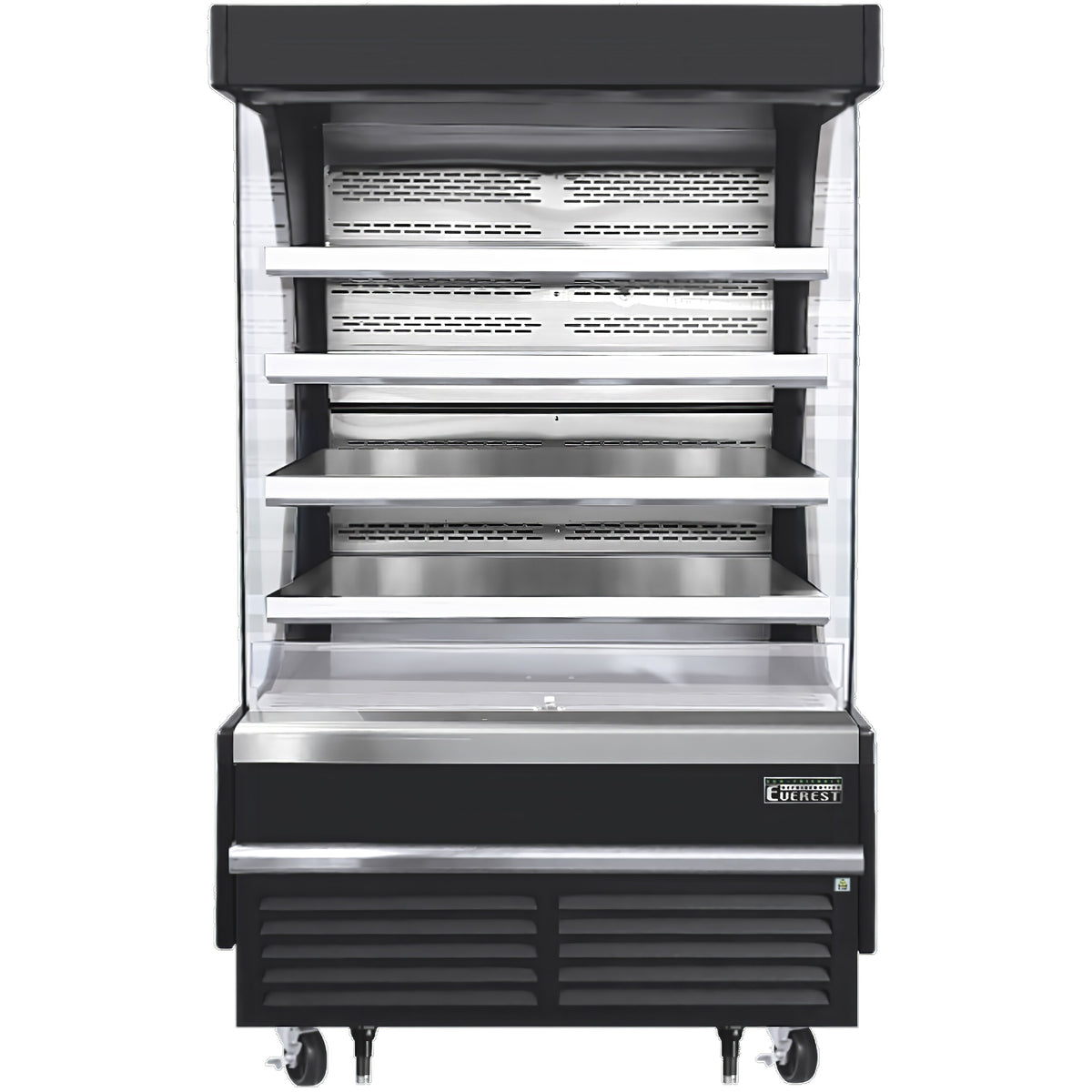 Everest EOMV-48-B-28-T 48" Vertical Open Air Merchandiser in Black, High Profile, 4 Shelves, 16.8 cu. ft.