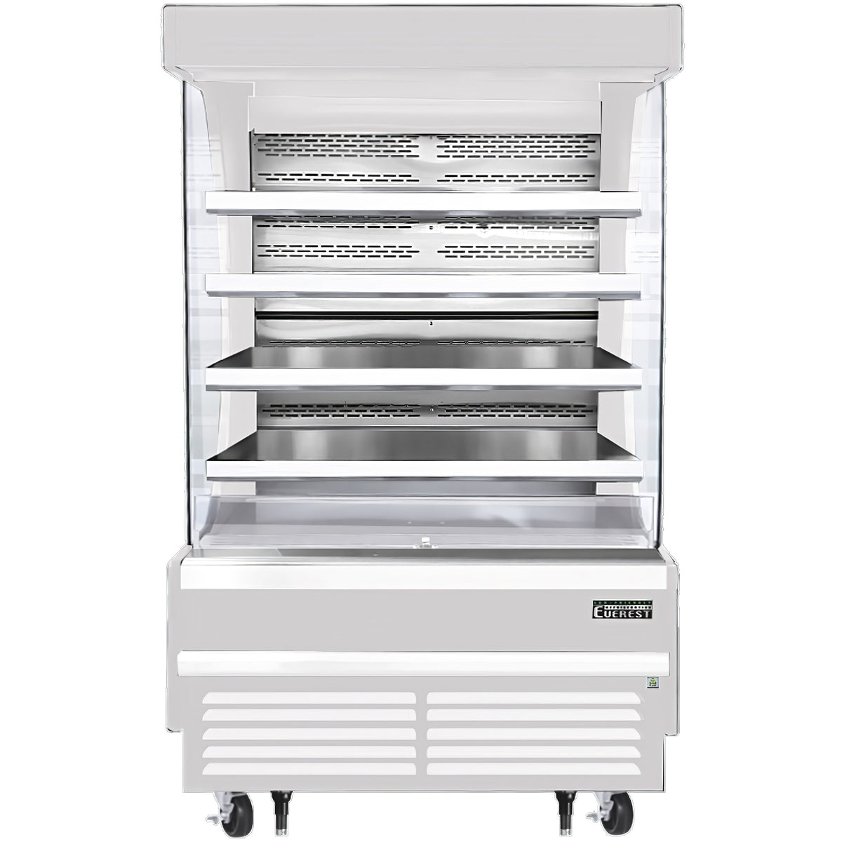 Everest EOMV-48-W-28-T 48" Vertical Open Air Merchandiser in White, High Profile, 4 Shelves, 16.8 cu. ft.
