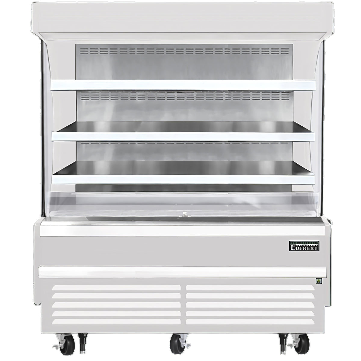 Everest EOMV-60-W-28-S 60" Vertical Open Air Merchandiser in White, High Profile, 3 Shelves, 15.4 cu. ft.