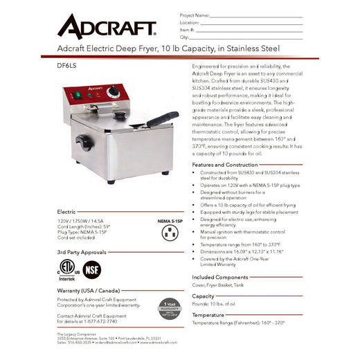 DF6LS Spec Sheet