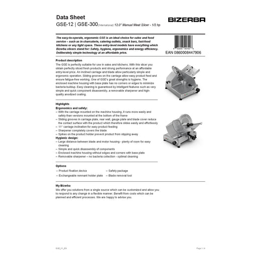 BIZERBA GSE 12" MID-TIER SLICER