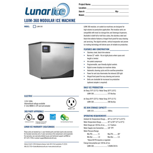 LUIM-360 Spec Sheet