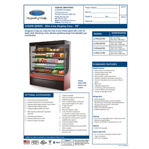 VRSL3678S Spec Sheet
