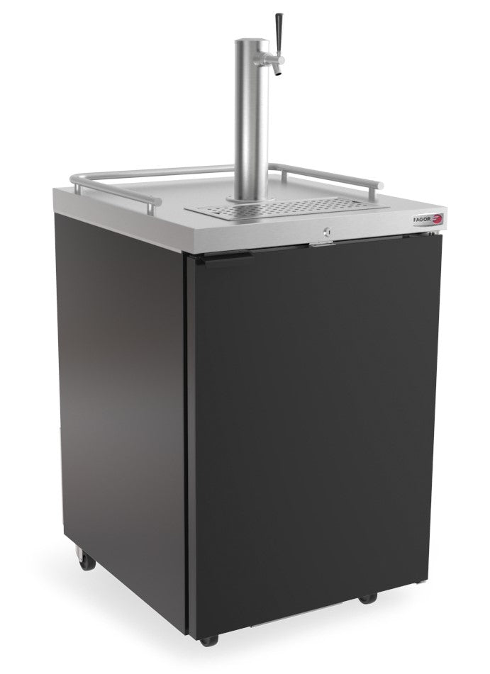 Fagor FDD-24-N Draft Beer Cooler, 24" Black, 1-Half Barrel Keg, 20-36", 1/6 HP Compressor, Door