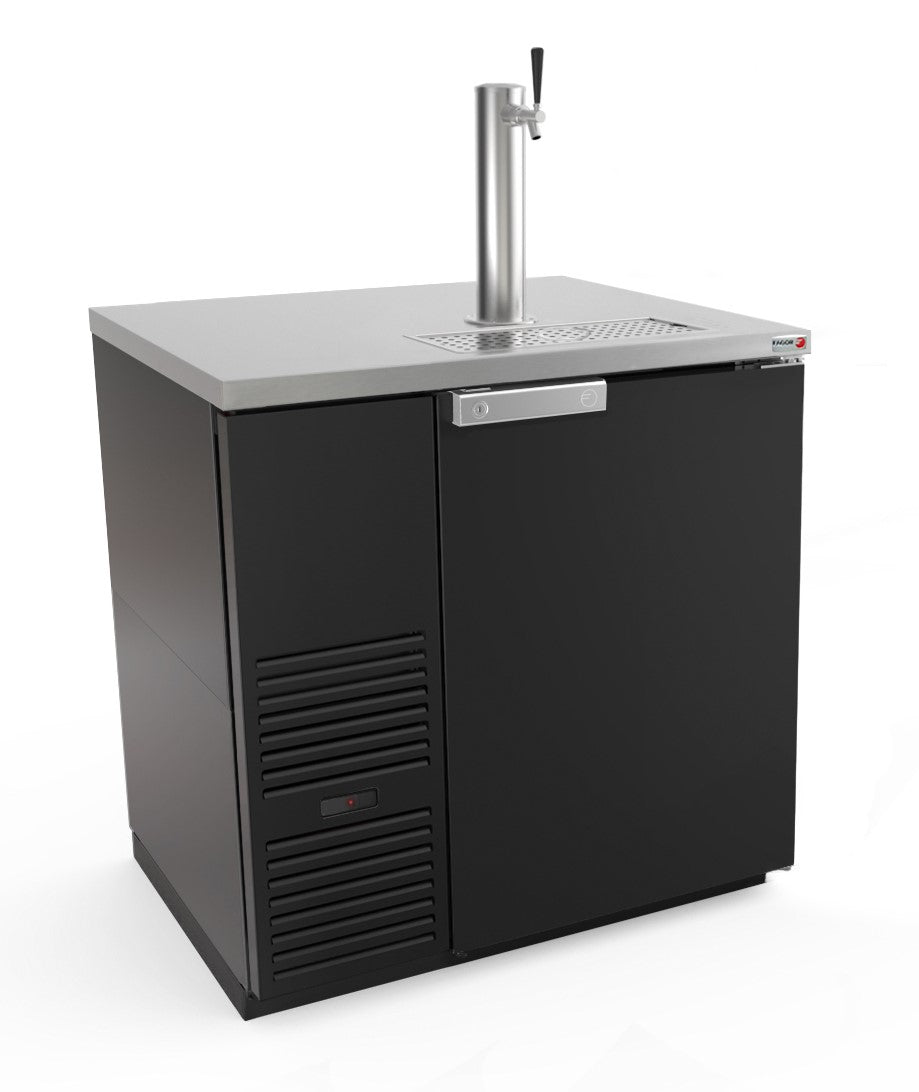 Fagor FDD-36-N 36" Draft Beer Cooler, Black, 2-Keg 14.8 cu ft, 2-Tap Tower, Interior, Castors