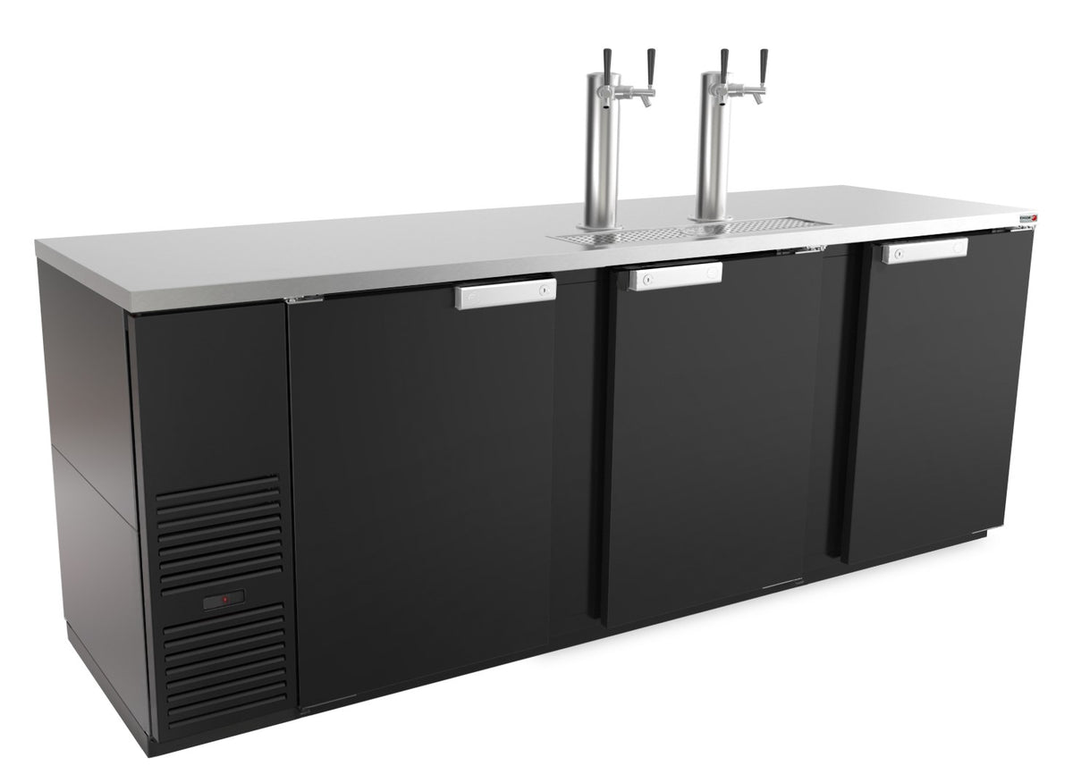 Fagor FDD-95-N Beer Cooler,5-Keg,Black,73"W,Side-MountComp,2-Col4-Tap,35 cu ft,18 gaSSTop/Int,1/3 hp