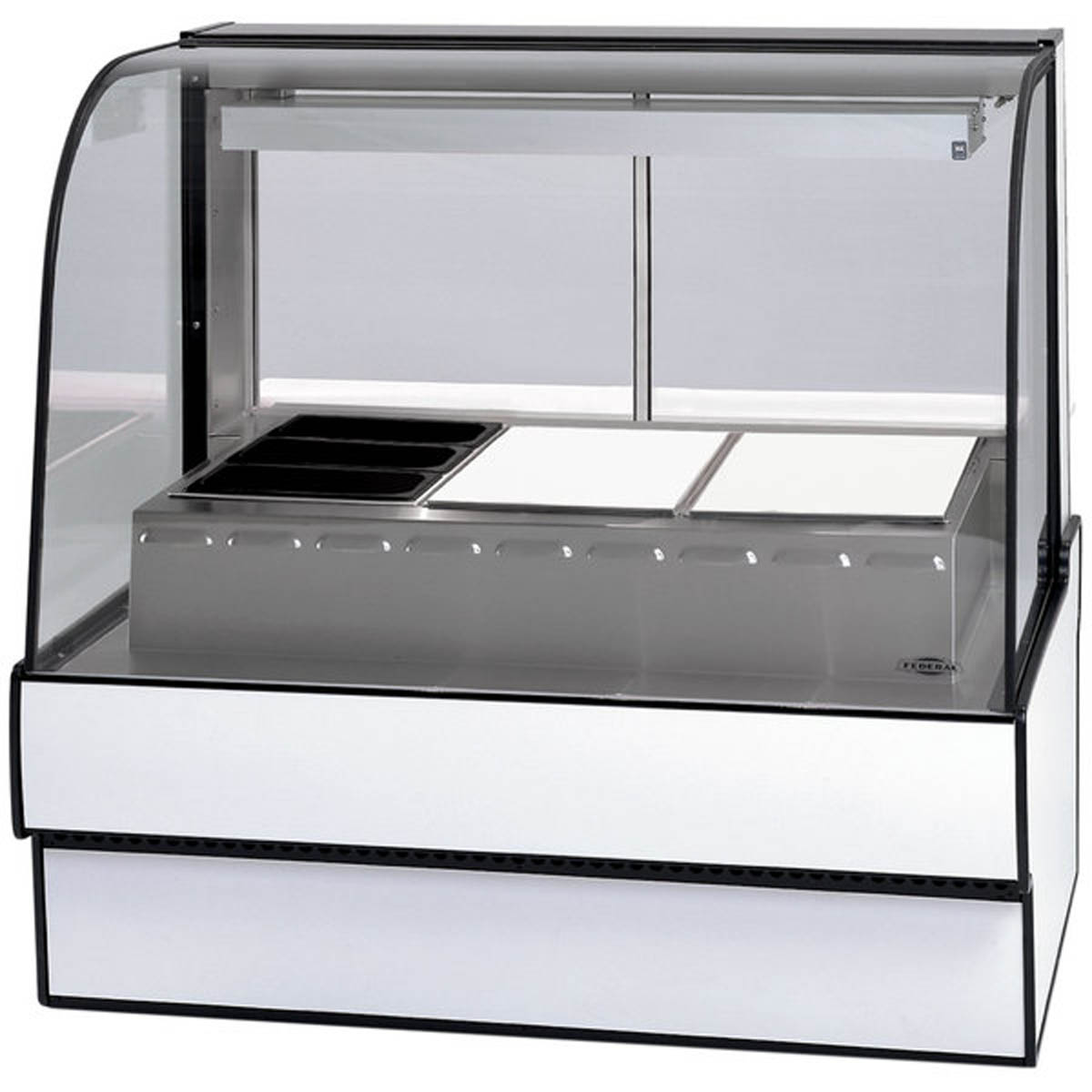Federal Industries CG7748HD 77" 1-Glass Door Curved Heated Deli Case, 5 Wells, Infrared Heater