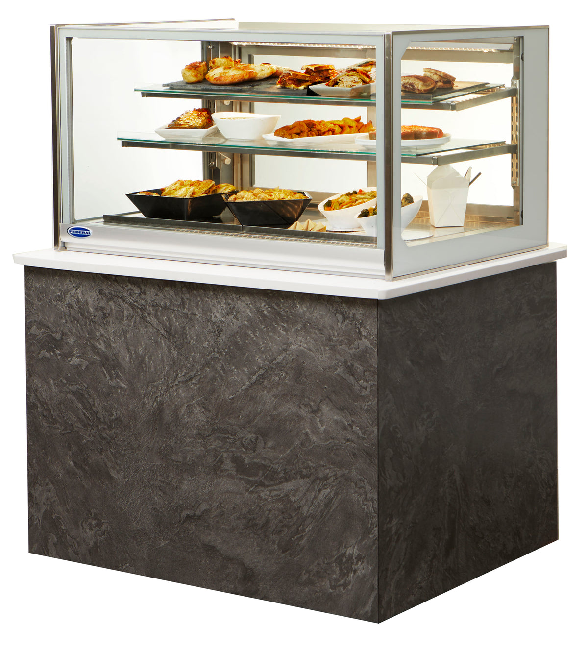 Federal Industries ITH4834 48" 2-Glass Door Food Display, Shelves, LED Lights, IP66