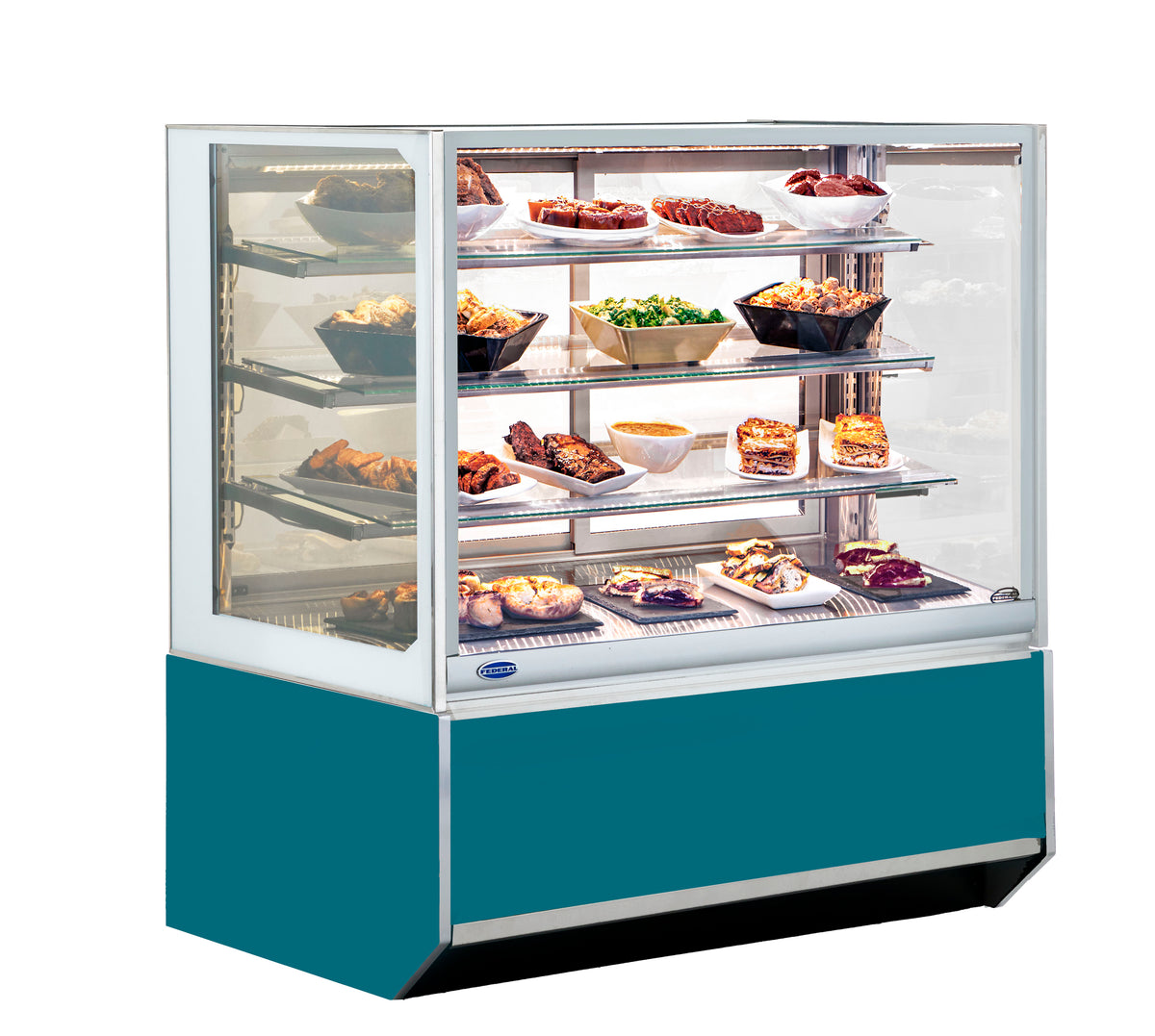 Federal Industries ITH6026-B18 60" 2-Glass Heated Display Case, 3500K LED, IP66, Floor‑Mounted