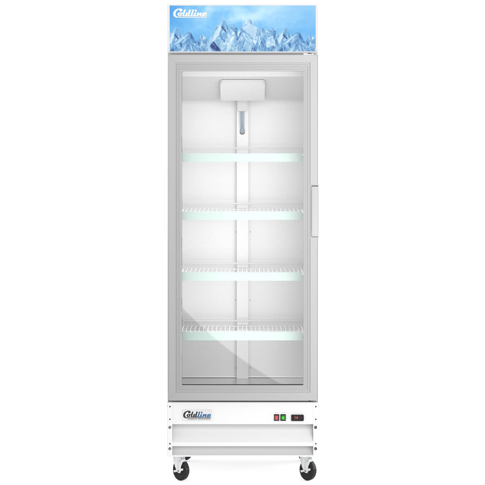 Coldline D12-W-L 27" Left-Hinged White Glass Door Merchandiser Freezer with LED Lighting