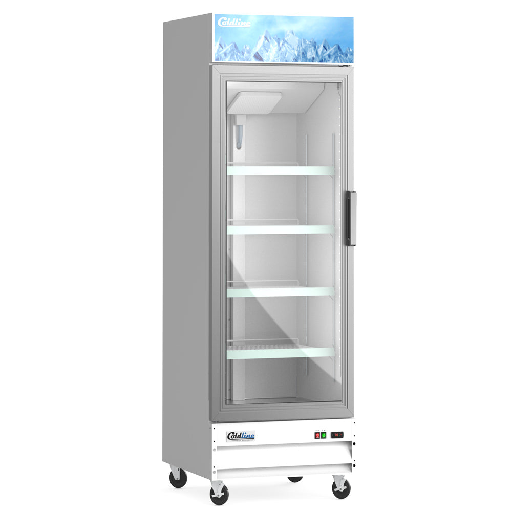 Coldline D12-W-L 27" Left-Hinged White Glass Door Merchandiser Freezer with LED Lighting