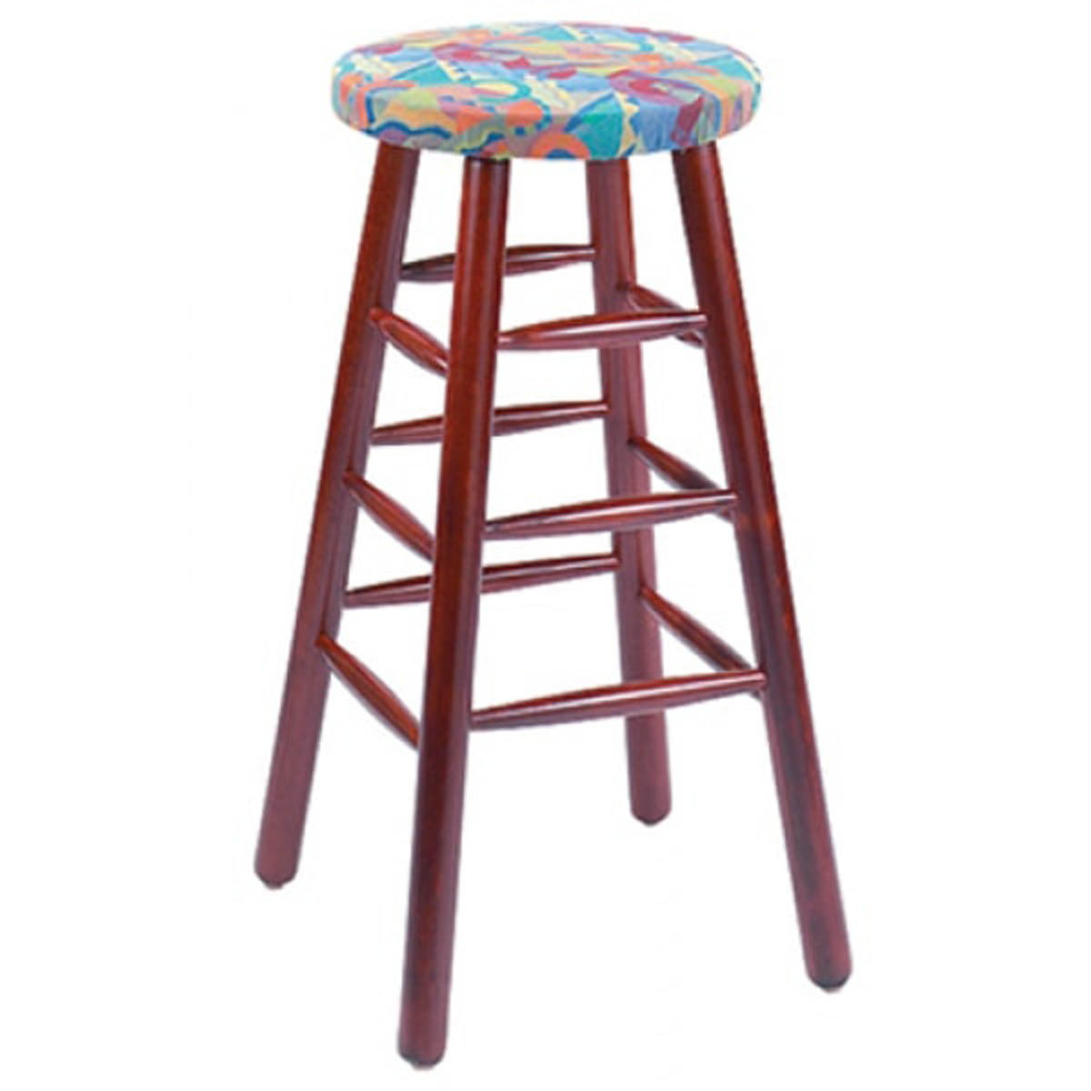 G & A 115PS Demi Backless Barstool, 30" H, Round Upholstered Padded Seat, European Beechwood Frame, Footrest