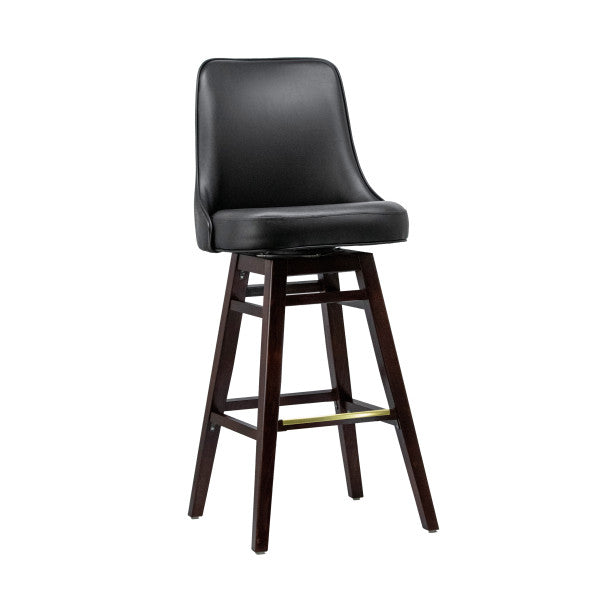 G & A 411-CU Upholstered Swivel Bar Stool with Footrest, European Beechwood Frame