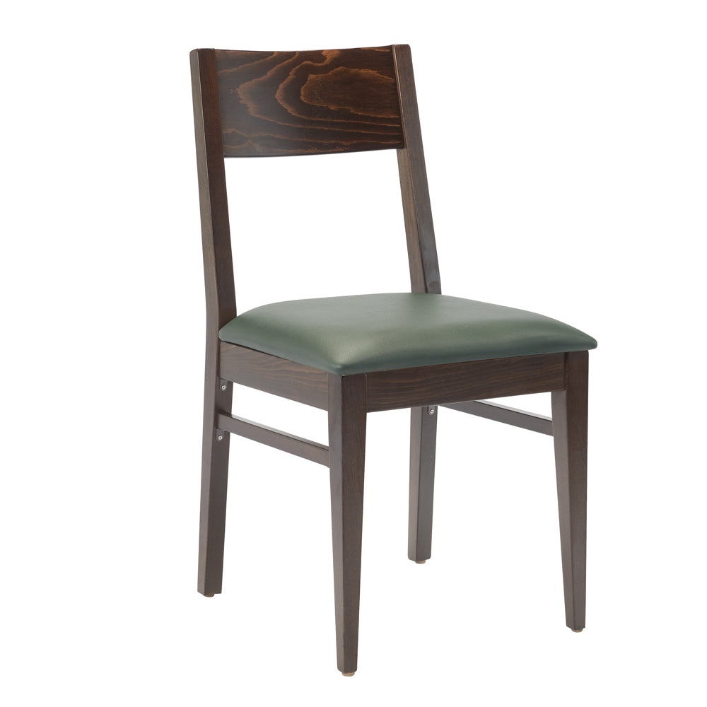 G & A 4643 Indoor Mercer Side Chair with Wood Back and Upholstered Padded Seat, Beechwood Frame 