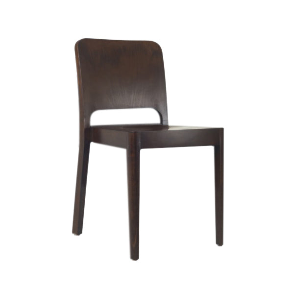 G & A 4660VS Milano Stackable Side Chair, Solid Wood Back, Veneer Seat, Walnut Finish, European Beechwood Frame