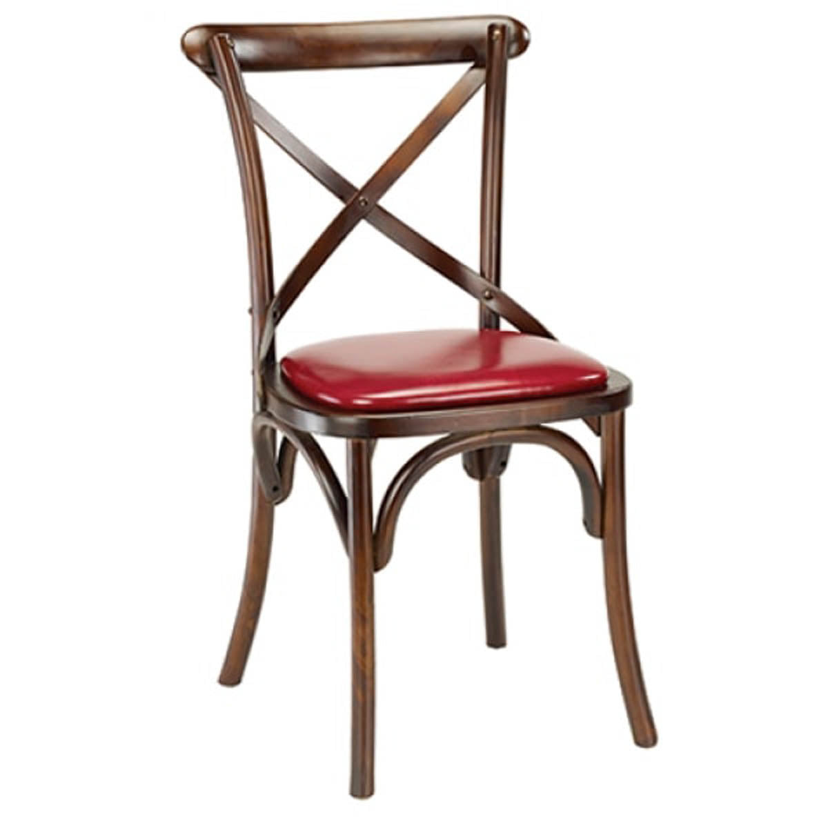 G & A 4688PS Indoor Side Chair with Cross Back and Upholstered Padded Seat, Elm Bentwood Frame