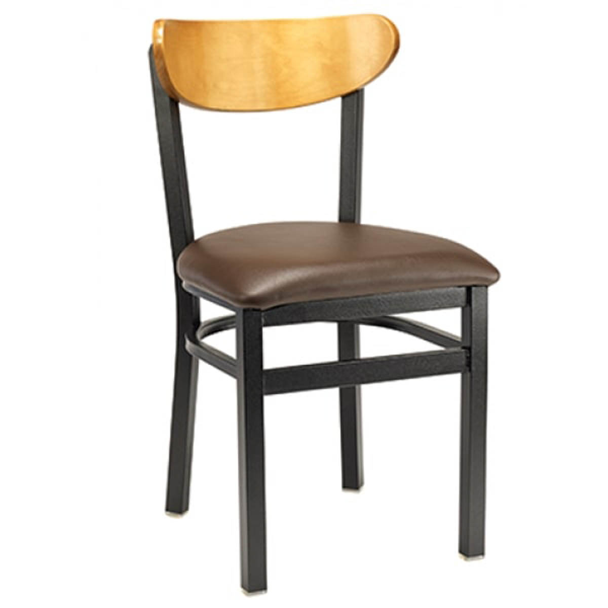 G & A 511PS Indoor Santos Side Chair with Veneer Back and Steel Frame with Black Finish, Padded Seat