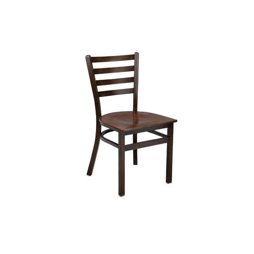 G & A 513-W VS Indoor Dante Side Chair with Ladder Back, Veneer Seat, Steel Frame with Walnut Finish