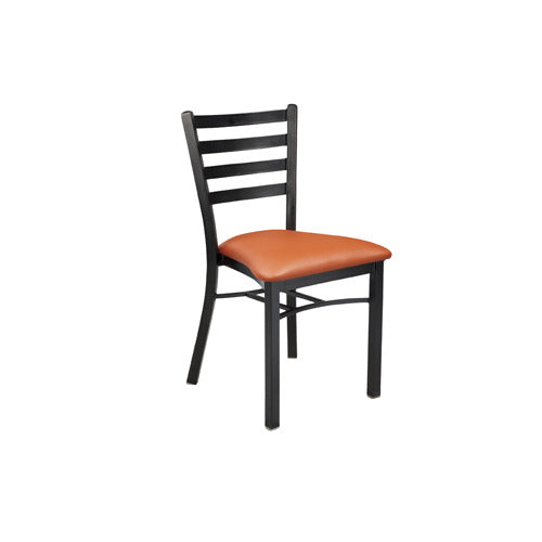 G & A 513 STACKING Dante Ladder Back Stackable Chair, Upholstered Seat, Steel Frame, Matte Black Finish