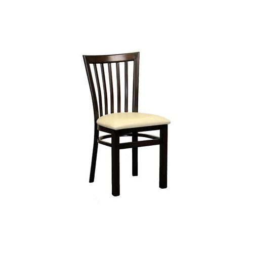 G & A 535-W PS Indoor Wyndham Side Chair with Slat Back and Padded Seat, Steel Frame with Black Finish